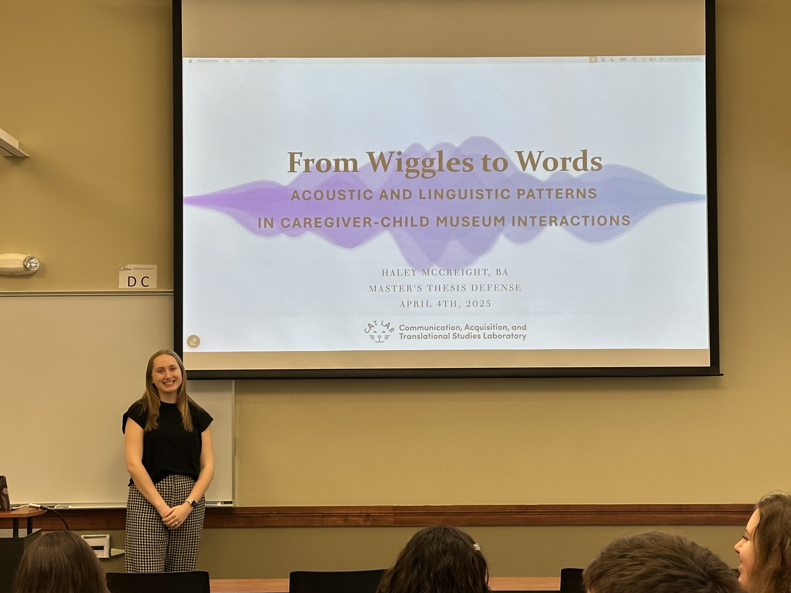 Graduate student presenting Master's Thesis.